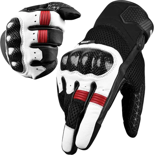 Vista 9 de J.A.G. Guantes de Motocicleta de Piel para Hombre - Protección de Nudillo de Fibra de Carbono, Motocicleta, Deportes Motorizados, Bicicleta