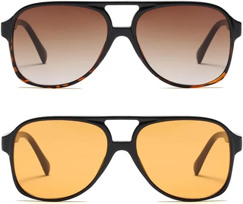 Vista 41 de Freckles Mark Lentes de sol clásicos estilo retro de los años 70 para mujeres y hombres, montura estilo aviador, cuadrada, grande y de moda