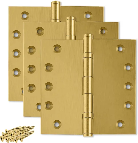 Vista 19 de Bisagra de puerta de latón macizo, rodamiento de bolas resistente, 5 x 5 pulgadas, juego de 2 bisagras (latón antiguo)