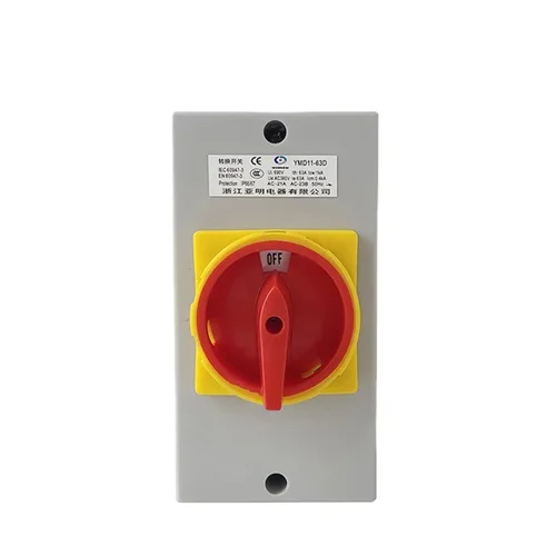 Vista 3 de YMD11-63D ON-Off Interruptor de desconexión aislador de dos posiciones 63A 3P candado Cam Cambio con caja impermeable IP65 (base negra 3P)
