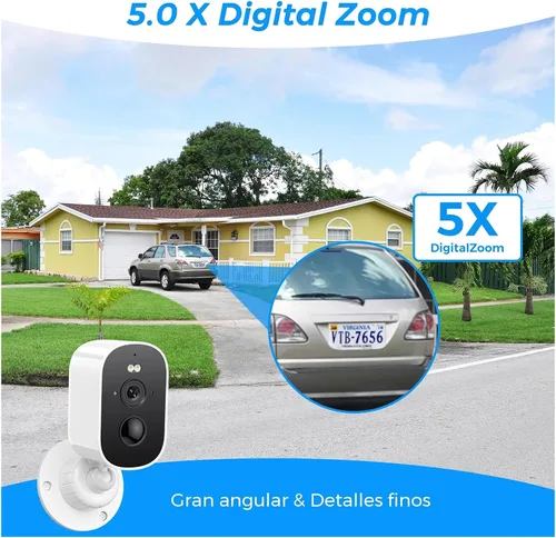 Vista 3 de Cámara de seguridad solar inalámbrica para exteriores 1080P Verde