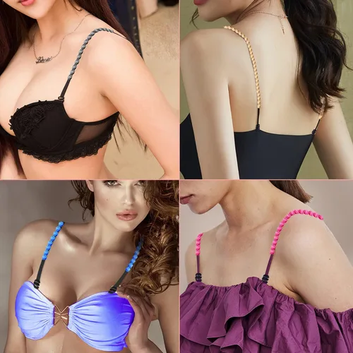 Vista 5 de Women's Replacement Bra Strap Rhinestone Invisible Elastic Adjustable Removable Shoulder Straps Tops Dress Decoration Multi Color 5Pairs Pack