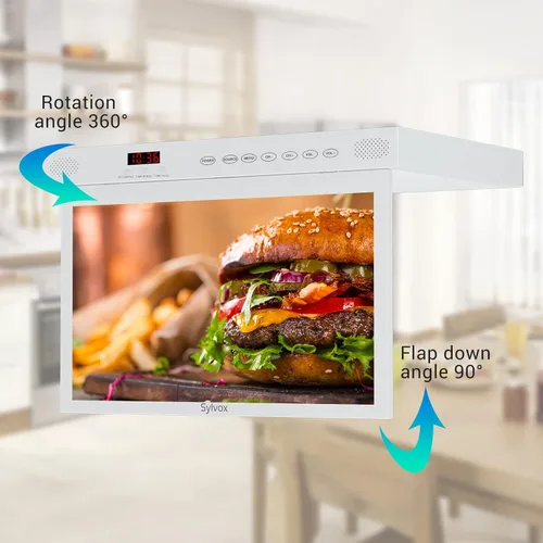 Vista 4 de SYLVOX - TV de cocina, TV debajo del gabinete de 15.6 pulgadas, Televisor para cocina, Smart TV con tienda de aplicaciones incorporada, Soporte WiFi
