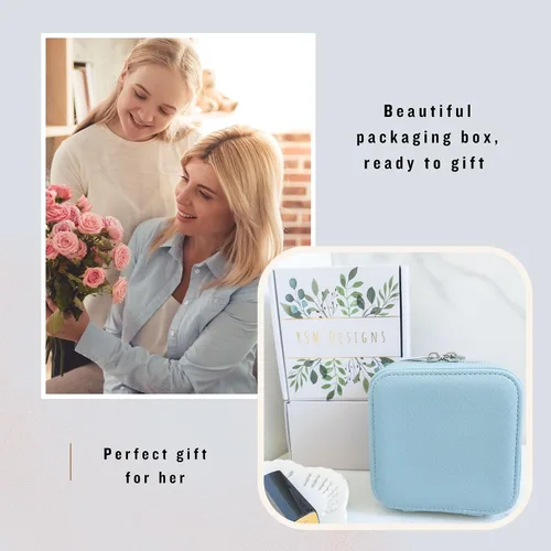 Vista 5 de Caja organizadora de joyas de viaje, joyero de viaje, pequeño joyero para mujer, estuche de viaje de joyería, caja organizadora de aretes con espejo