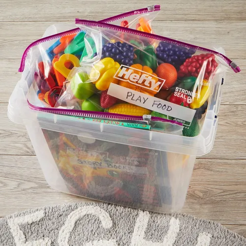 Vista 5 de Hefty Bolsas deslizantes para almacenamiento de alimentos, 2.5 gal, 12 qt
