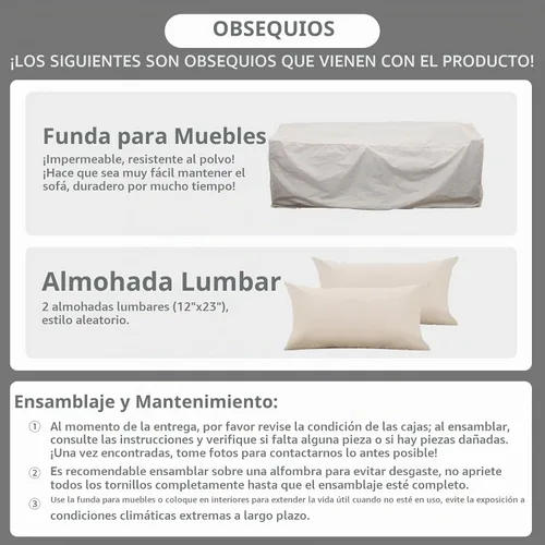 Vista 7 de Rattaner Muebles de patio, sofá de mimbre de 3 asientos, muebles de exterior, sofá de exterior, asiento profundo, respaldo alto, funda impermeable