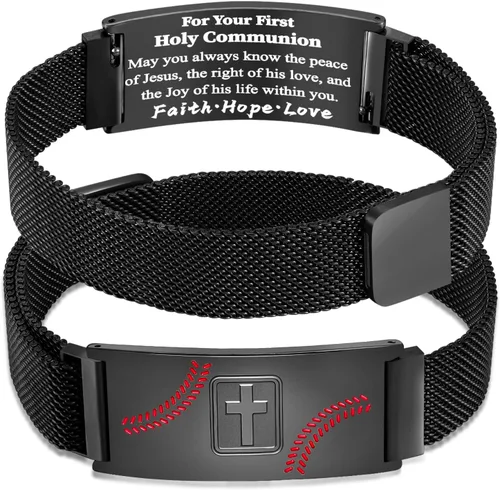 Vista 41 de Regalos de graduación, pulsera de fútbol, fútbol, baloncesto, béisbol, regalos de pulsera, pulseras de cruz de fe para hombres, bautismo, primera