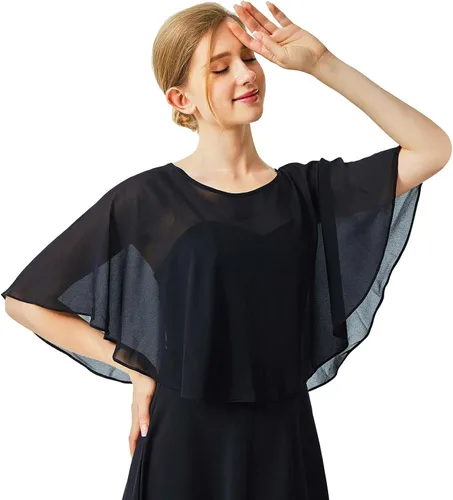 Vista 5 de Ciormis Chiffon Capelet Women's Soft Shawls and Wraps for Evening Dresses, Wedding Formal Dress Shawl Cape Cover up