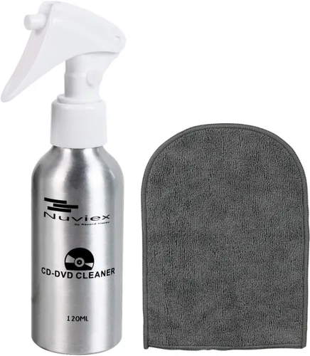 Vista 6 de Solución limpiador de CD DVD líquido en aerosol, kit de limpieza de disco compacto premium con guante de microfibra antiestático de 4 onzas