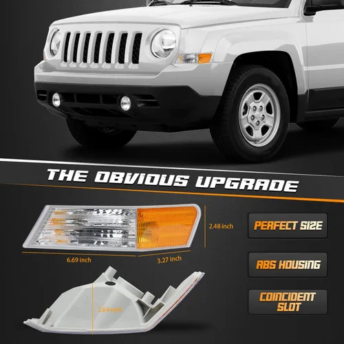 Vista 2 de HERCOO Cubierta de lámpara de luz intermitente frontal Compatible con Jeep Patriot 2007 2008 2009 2010 2011 2013 2014 2015 2016 2017 Luz de esquina