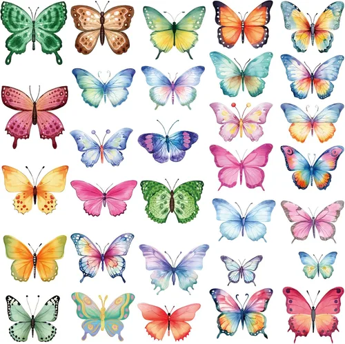 Vista 5 de Calcomanías de pared de mariposa de acuarela para dormitorio de niñas, calcomanías de pared para niños, bebés, guardería, decoración de bricolaje