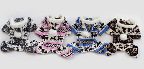 Vista 4 de enterito suave casual para perro, abrigo para perro con capucha chamarra cómoda para perros, ropa para perro, Azul