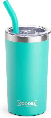 Vista 16 de koodee Vaso térmico con popote de 12 oz delgado de acero inoxidable de doble pared al vacío para mujer, sin sudor (blanco)