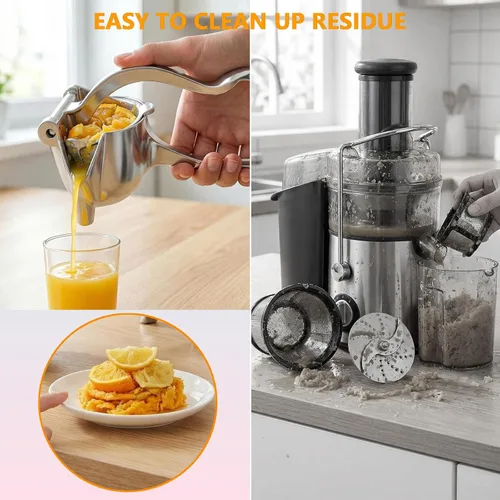 Vista 7 de Exprimidor manual y exprimidor de limón, exprimidor de cítricos de aluminio resistente de 0.6L, prensa de naranja, extractor de jugo de mano fácil
