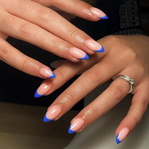 Vista 24 de 30 Uñas Postizas de Punta Francesa Negra a Presión, Uñas de Almendra Cortas para Presionar, Uñas Postizas Cortas en Forma de Almendra, Uñas