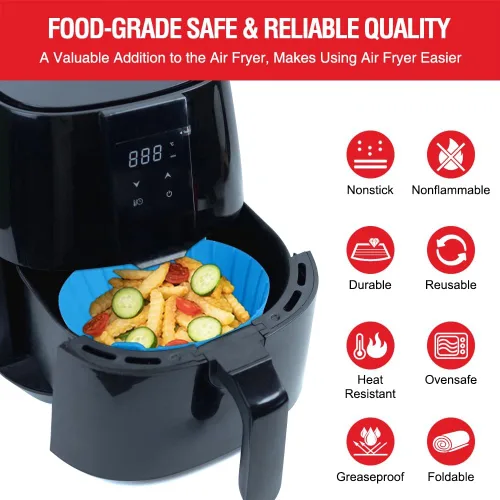 Vista 4 de Forros de silicona para freidora de aire pequeña para COSORI/Instant Pot/Chefman/Ninja/Dash/Bella/GoWise/COSMO freidora de aire de 2 cuartos