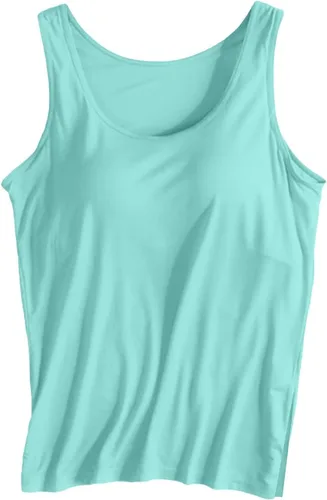 Vista 14 de Camiseta sin mangas con brasier integrado para mujer, sin mangas, correa ancha, ropa de dormir básica, para entrenamiento, yoga, camisola acolchada