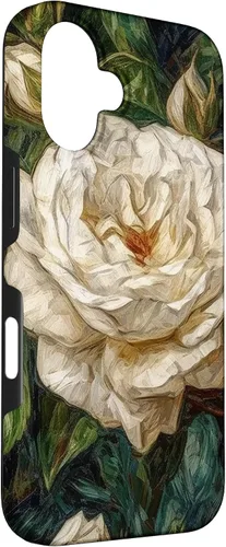 Vista 3 de iPhone 16 Van Gogh Art White Flower White Roses Case