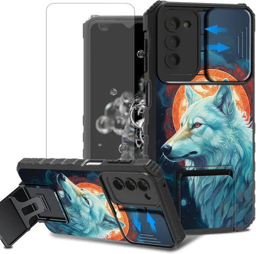 Vista 74 de Funda para teléfono Samsung Galaxy A15 5G con protector de pantalla con cubierta deslizante para cámara y soporte de doble capa híbrida resistente a