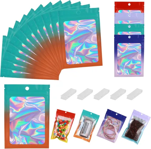 Vista 13 de 400 bolsas de Mylar resellables de 4 x 5 pulgadas, color negro, para almacenamiento de alimentos, bolsa resellable de Mylar con ventana transparente