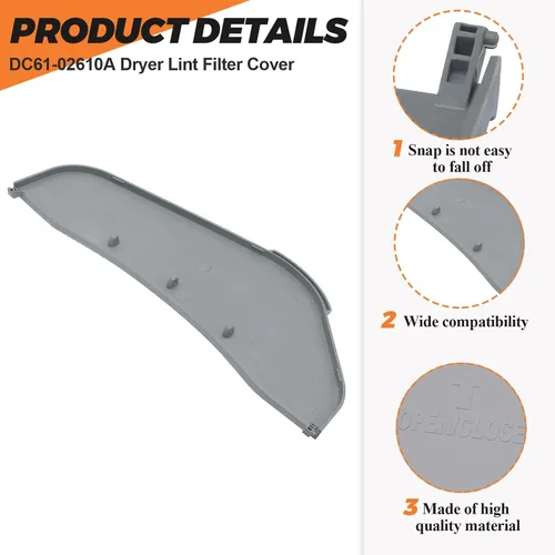 Vista 2 de Beaquicy DC61-02610A - Tapa para filtro de pelusa para secadora de Beaquicy - Reemplazo para secadora Samsung - Reemplaza 2069511, AP4578784