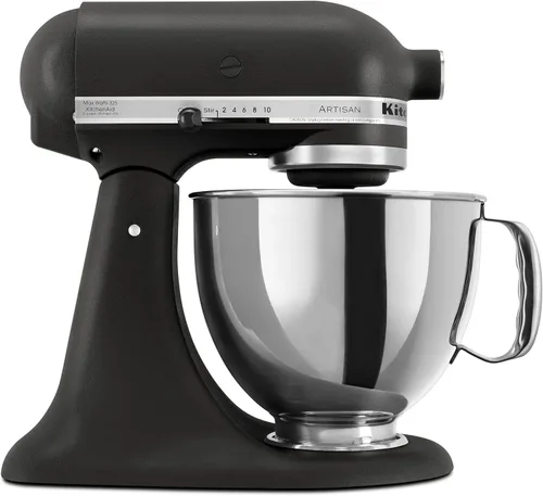 Vista 33 de KitchenAid Artisan Series Batidora de Pie con Cabezal Inclinable de 5 Cuartos con Escudo Vertedor KSM150PS, Crema de Almendra
