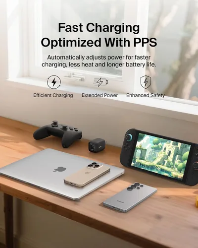 Vista 6 de Belkin Bloque de cargador USB C dual para juegos para Nintendo Switch 2 y Pro con carga rápida GaN de 65 W - Apple iPhone 17, iPad, MacBook