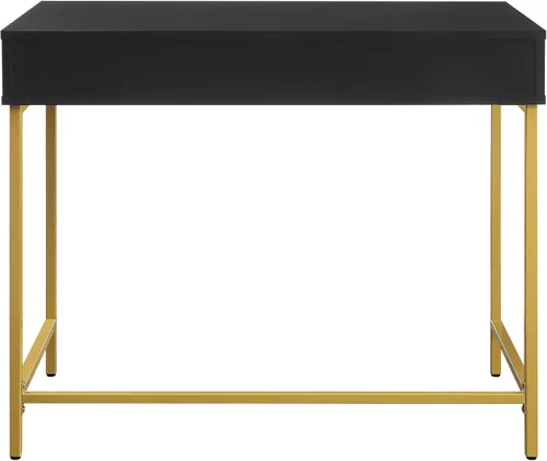 Vista 5 de OSP Home Furnishings Modern Life - Escritorio contemporáneo con cajón grande y patas de metal dorado, acabado negro