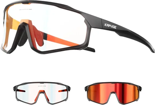 Vista 7 de KAPVOE Gafas de ciclismo fotocromáticas para hombres y mujeres, gafas de sol para bicicleta de montaña MTB, deportes, transición, triatlón, carrera