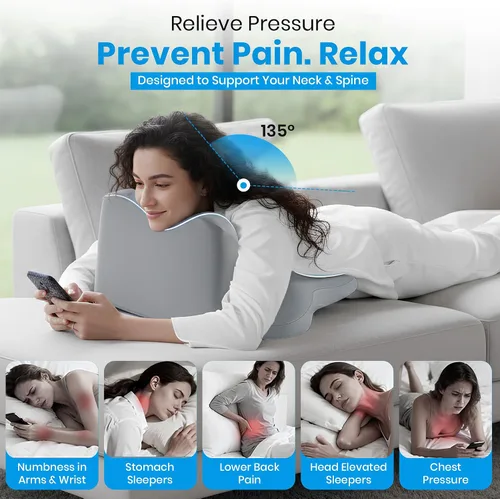 Vista 3 de Almohada cervical avanzada para dormir – Almohada cervical ergonómica refrescante con espuma viscoelástica de contorno, almohada cervical