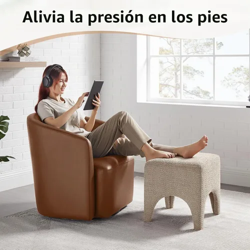 Vista 6 de Boucle - Taburete otomán cuadrado moderno de 17 pulgadas, taburete de tocador para maquillaje, reposapiés rectangular para sofá, taburete otomán