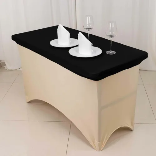 Vista 5 de Efavormart - Mantel para banquetes de elastano elástico de 4 pies, color negro