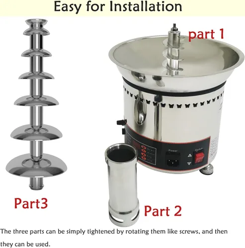 Vista 2 de Fuente de chocolate 110 V eléctrica 7 niveles más grande fuente de chocolate digital máquina de fusión calefacción fuente de fondue, 17.6 lbs