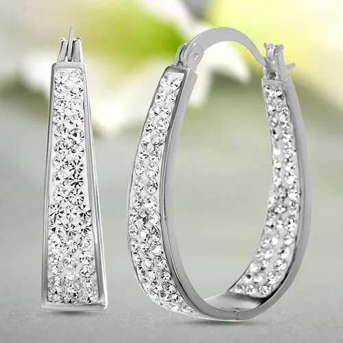 Vista 5 de Devin Rose Oval Inside Outside Hoop Earrings for Women Faceted Sparkle Crystals