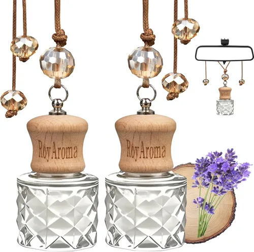 Vista 8 de RoyAroma Difusor ambientador ecológico para automóvil, difusor colgante para automóvil, paquete de 2, perfume de aceite esencial natural