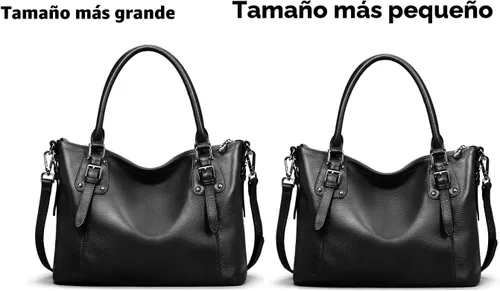 Vista 4 de HESHE - Carteras y bolsos de cuero genuino para mujer, bolso de mano, bolso de hombro, bolso de asa superior, bolso cruzado, bolso tipo morral