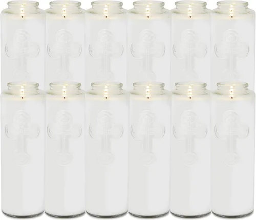 Vista 6 de Root Velas de oración de vidrio transparente Devocional de 7 días de oración, 1 unidad, ángel de la guarda