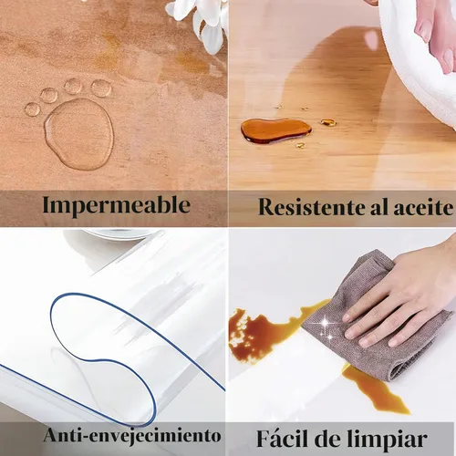 Vista 4 de Protector de mesa transparente ovalado de 54 x 72 pulgadas, mantel de plástico PVC transparente cubierta protectora de vinilo impermeable