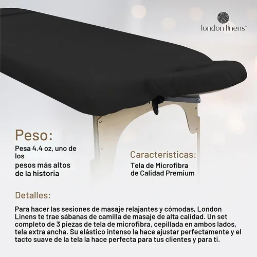 Vista 3 de London Linens Juego de sábanas de microfibra suave para mesa de masaje de 3 piezas, incluye funda para mesa de masaje, sábana bajera ajustable