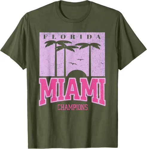Vista 5 de MIAMI Beach Sunset Camiseta Florida Miami Palm Trees Camiseta Camiseta, Negro