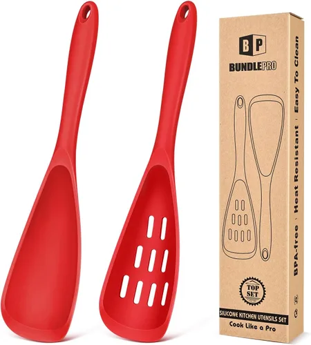 Vista 9 de BUNDLEPRO Cucharas de cocina de silicona para utensilios de cocina Caqui