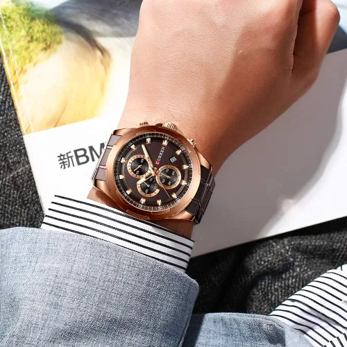 Vista 5 de CURREN Reloj para hombre, de acero inoxidable, cronógrafo, de cuarzo, para hombre, reloj deportivo, fecha, Relogio, Masculino, reloj Hombr, Plateado