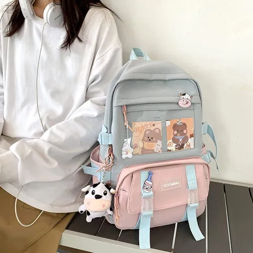 Vista 3 de Mochila kawaii bonita mochila estética con pines y accesorios kawaii mochila kawaii para niñas A Mochilas tipo mochila