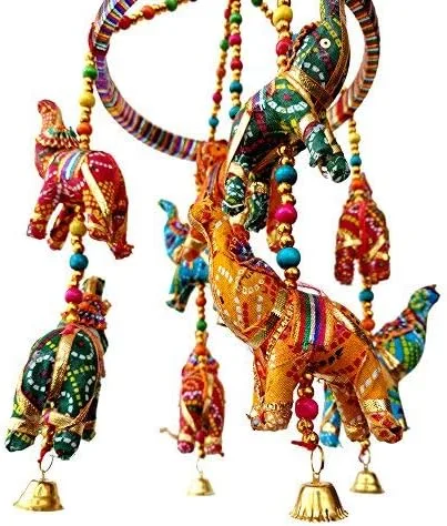 Vista 3 de Rastogi Handicrafts Elefante hecho a mano techo de pared colgante ornamento decorativo Navidad Diwali fiesta boda colgante decorativo