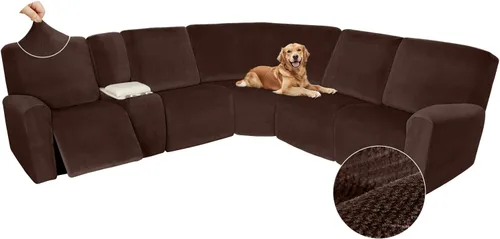 Vista 526 de Arfntevss Fundas de sofá seccional reclinable de terciopelo, Funda de sofá seccional de esquina para sofá reclinable, Funda elástica suave