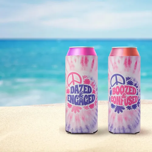 Vista 8 de Aturdido & Comprometido despedida de soltera Coozies Skinny Can Incluye Bride Coozie y Slim Bachelorette Coozies para fiesta de los 70