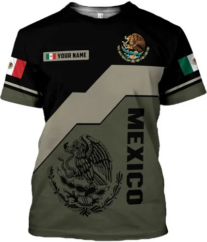 Vista 3 de Mostefy Camisetas mexicanas con nombre personalizado para hombres camisas de México personalizadas para hombres camisas de México para mujeres