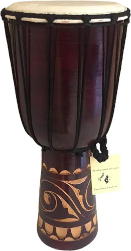 Vista 12 de JIVE Tambor Djembe – Tambor de mano africano Bongo Congo de 12 pulgadas – Instrumento de percusión de madera maciza con cabeza de piel de cabra