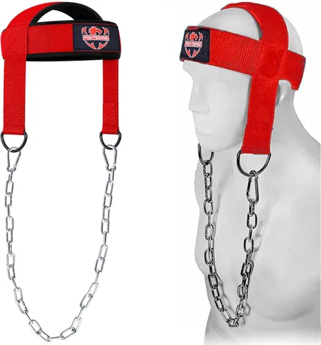 Vista 9 de FIGHTSENSE Arnés para el cuello con correa acolchada ajustable con cadena de acero, arnés de cabeza de levantamiento de pesas para ejercicio