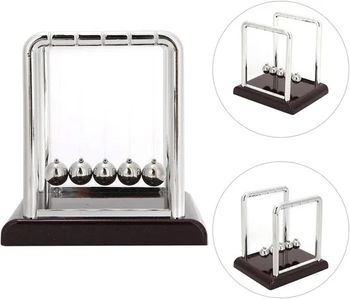Vista 7 de Newtons Cradle Pendulum, interesantes bolas equilibradas de metal, ciencia física decoración de escritorio de mesa para el hogar